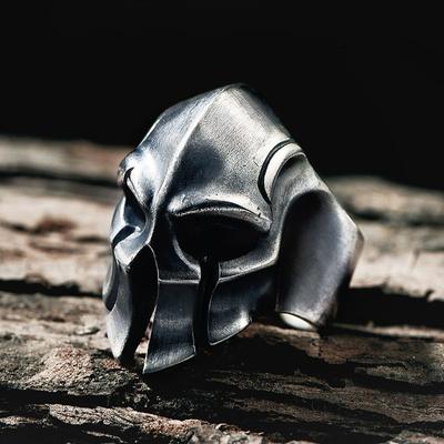 Anillo Máscara Esparta Retro Para Hombre Aleación de Zinc Color Punk Gótico Ajustable Anillo Abierto Mitología Griega Zircón Accesorios Bikers Regalo Hombre