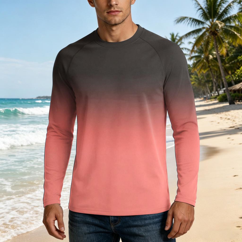 Men's Long Sleeve Outdoor Shirt UPF50 Plus Sun Protection Breathable Loose Fit Summer Casual Lightweight Quick Drying T-Shirt