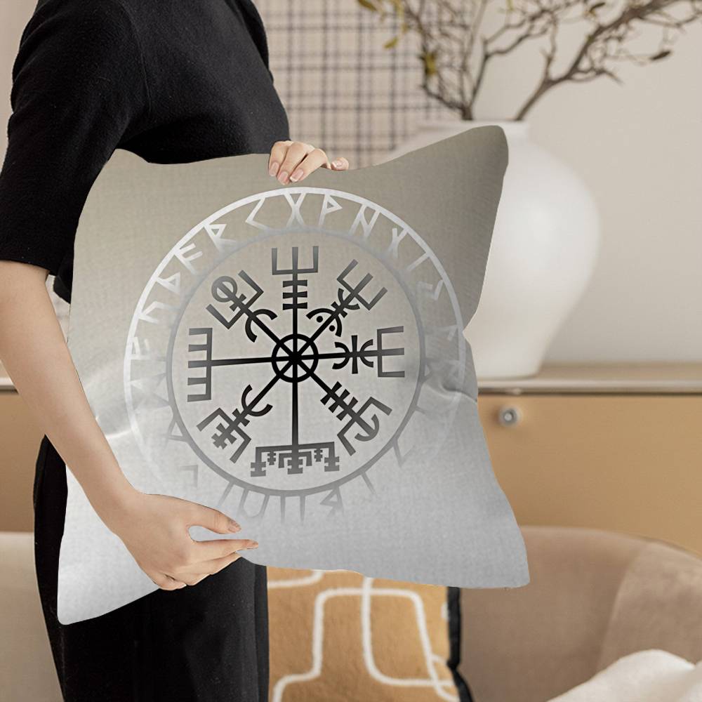 V-Viking Logo V-Vegvisir Luxury Pillow Anime Pillow Sofa Bed Head Pillow Cover Cushion Cover 45X45 Cm Fashion