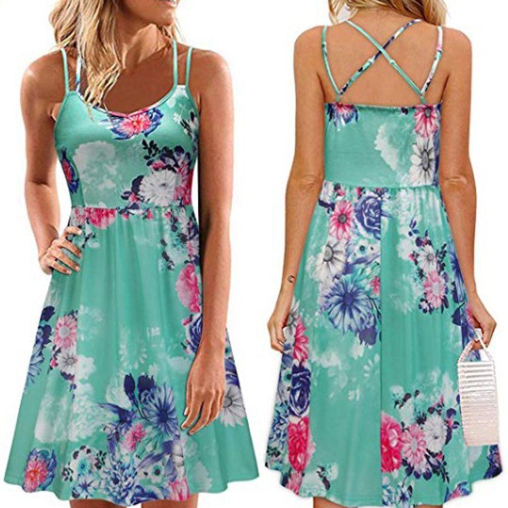 Elegant Women's Summer Sleeveless Floral Beach Dress Perfect For Holiday Occasions Size S-5xl
