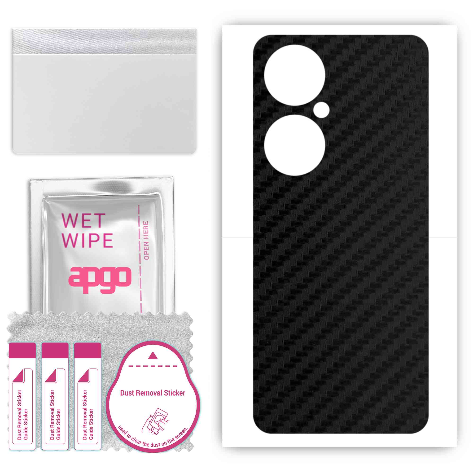 

apgo Protective Skin Sticker for the back compatible with Huawei Nova 11i, Wrap Film, Foil, Vinyl - Pattern Carbon Black