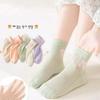 5 Pairs of Breathable Mesh Mid-Calf Lace Socks for Baby Girls - Perfect for Spring/Autumn