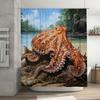 Octopus Print Shower Curtain Waterproof Home Decor Bathroom Decoration 3D Printed Bath Rug Sets for Kids Gift Large Size
