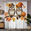 2 st set HD Halloween Uggla på lönnträd dekorerad gardin med tomtemössa Vit slips digitaltryckt gardin Hemdekoration st