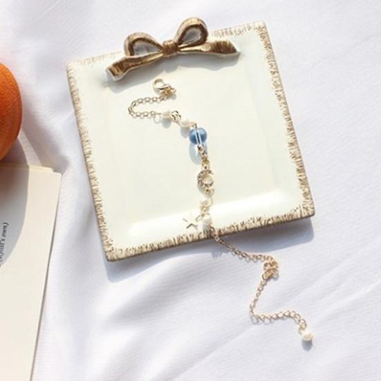 Moon Star Charm Faux Pearl Beads Bracelet Women Bangle Jewelry Gift