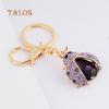 Women Cute Ladybug Shape Crystal Stone Keychain Keys Ring Chain Holder Bag Decor Suspension Trinket