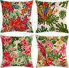Home Decor Tropical Floral & Parrot Patterned Pattern Cushion Cover Suitable For Sofa Bedroom Car Pillow Cover