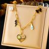 Trendy Rainbow Dopamine Resin Flower Pendant Eye Butterfly Chain Necklace