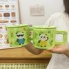 Panda Krus Familie på Tre Vannkopp med Lokk Søt Keramisk Kopp for Kvinner med Høyt Pen Husholdnings Kaffe Frokostkopp