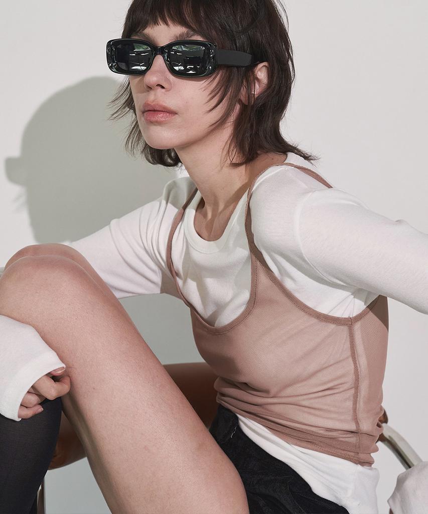 SIGREAT Mesh Layered T-Shirt_Ivory