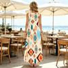Women's Summer A-Line Maxi Dress,Ethnic Style Loose Sleeveless Flowy Lightweight Breathable,for Daily Casual & Outdoor Vacation Wear,Fashion Versatile