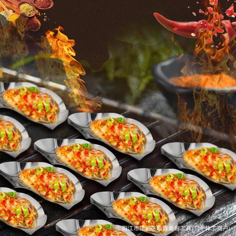 1/2 Pezzi Multifunzione Acciaio Inossidabile Piatti Ostriche Grigliabili Ostriche al Forno Capesante Frutti di Mare Ostriche Padella per Grigliare Riutilizzabile