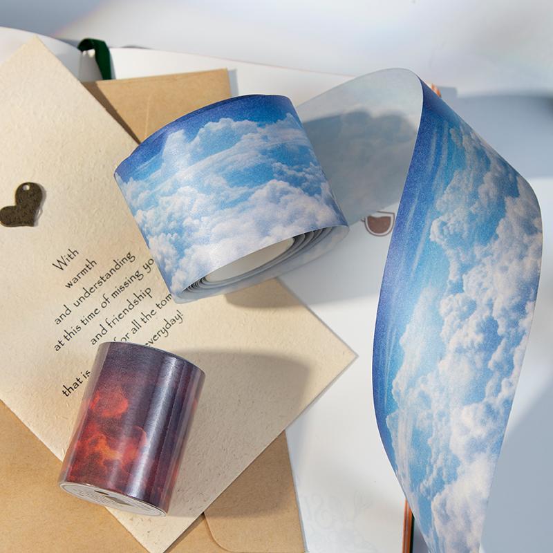 50mm*2m Ins Colorful Clouds Washi Tape DIY Scrapbook Planner Diary Stickers Masking Tapes Aesthetic Stationery Office Supplies