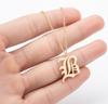 Gothic Old English Initial Necklace Stainless Steel Monogram 26 Letter Alphabet Necklace Jewelry Accessories Collier Femme