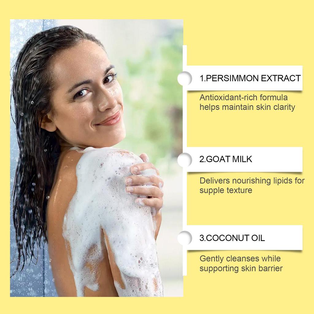 Persimmon & Goat Milk Body Bar, Gentle Moisturizing, Deep Cleansing Nourishing Soap for Whole Body Care