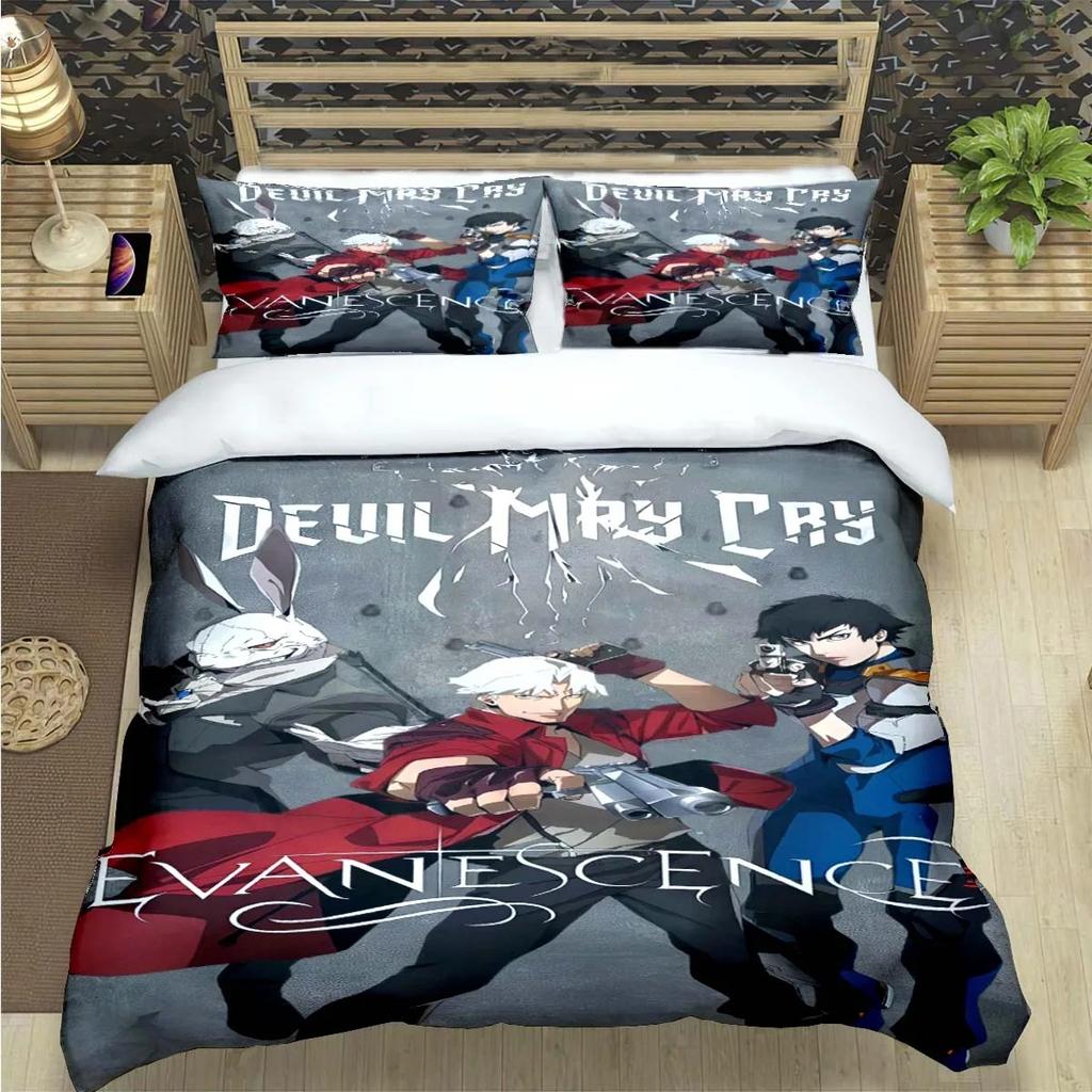 3pcs D-Devil May Cry Game Bedding Set Duvet Cover Pillowcase Kids Adult Bedroom Decoration Single/Double/Queen Large Size Gift
