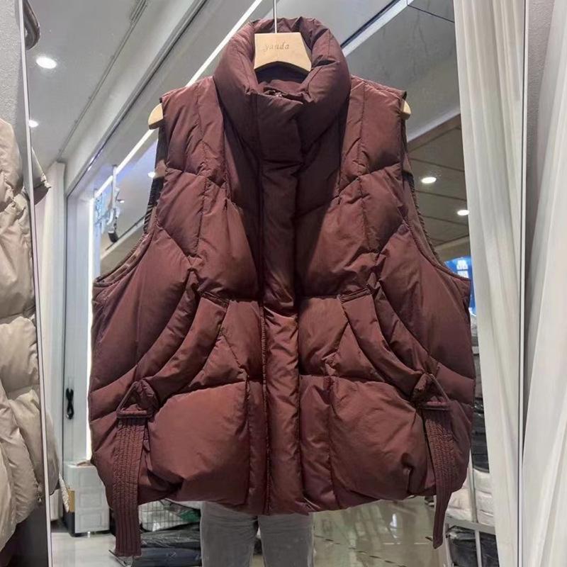 

Women s Chic Duck Down Vest - Short, Loose, Slimming, Fashionable Autumn Outerwear Small