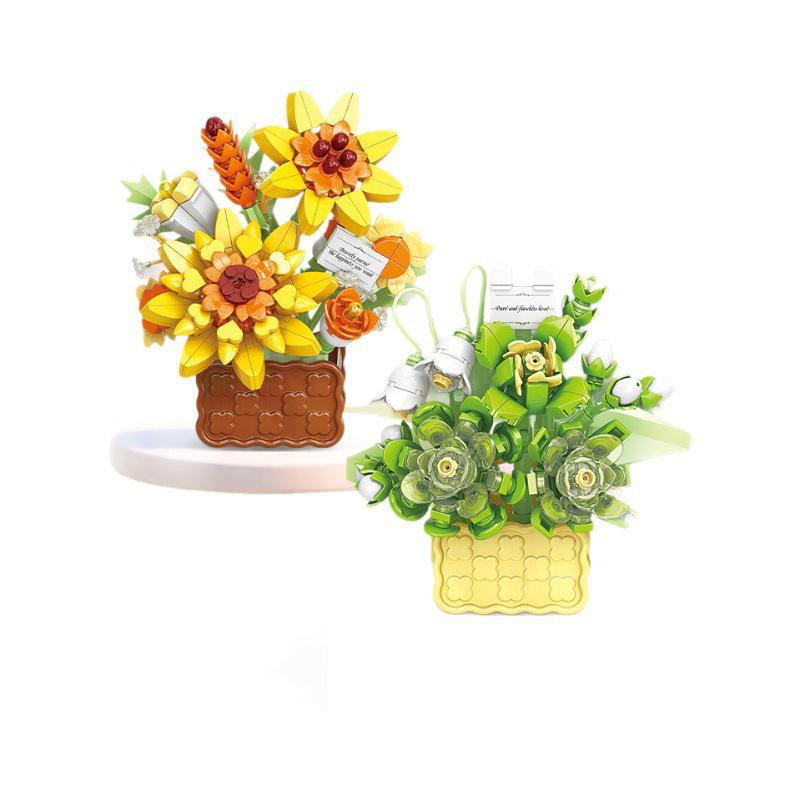 Compatible LEGO Flower Basket & Succulent Building Kit - Educational Toy & Valentine's Teacher Gift