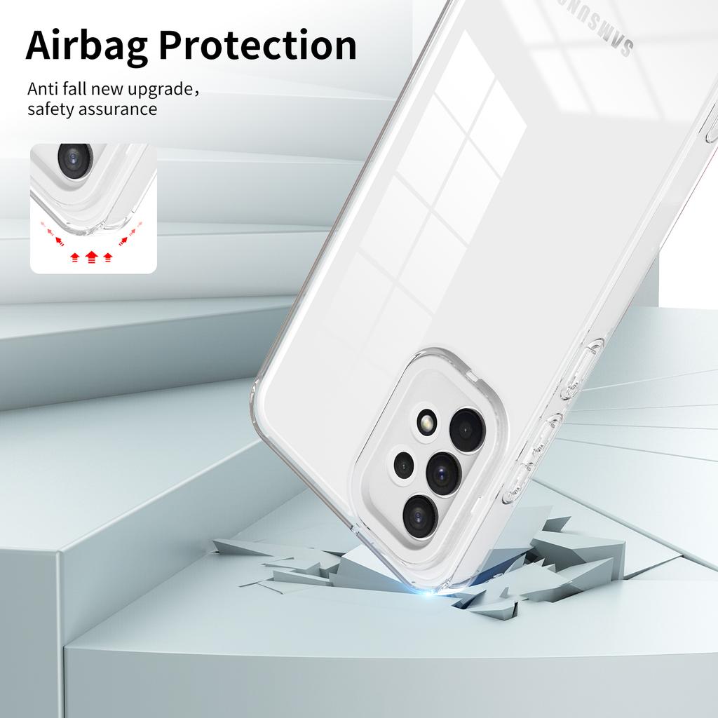 For Samsung Galaxy A72 4G/5G Case TPU PC Phone Shell 3-in-1 Clear Phone Cover with PC Camera Frame