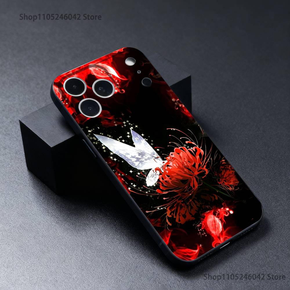 Ghoul Rote Spinnenlilie Tokio Verschleißfeste Handyhülle Für iPhone 17,16,15,14,13,12,11,Pro,XS,Max,XR,Plus,E,SE4 Schwarze Weiche Hülle