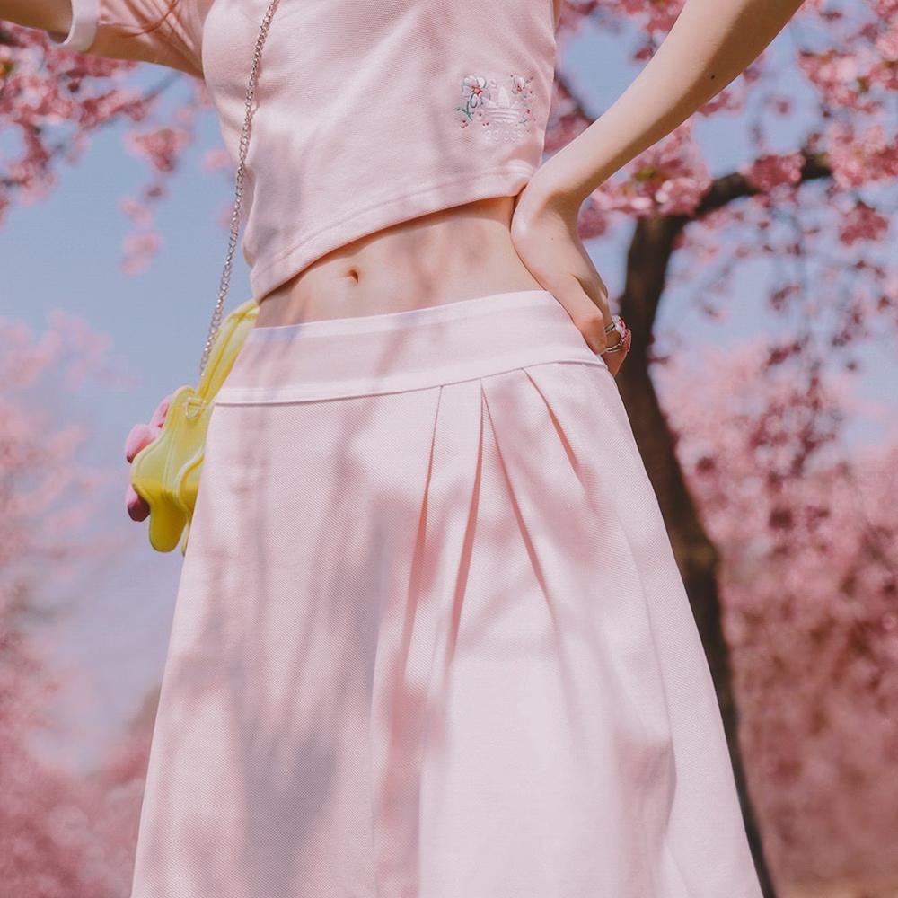 Adidas Originals Trefoil Cherry Blossom Limited Edition Floral Embroidered Sports Mini Skirt Women Bottoms Ice-Pink IP3758