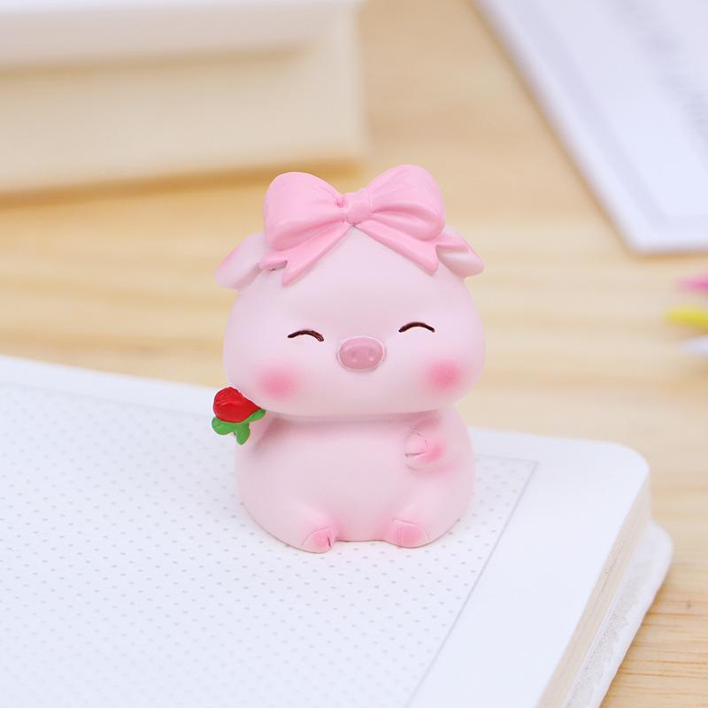 Mini Pig Car and Desktop Decoration - Creative Ornaments for Office and Car Interiors