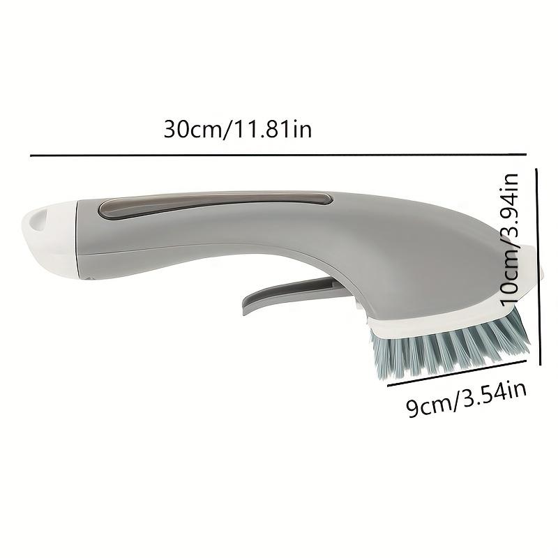 Upgraded Liquid-Filled Cleaning Brush Press with Soap Dispenser ,Non Stick Cookware Safe, Stainless Steel Bristles,