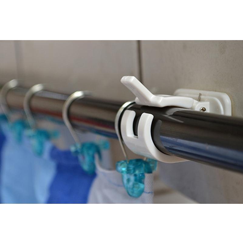 Wall Hooks Rack Curtain Rod Bracket Mounted Plastic Hang Lever Clamp Clips Tool