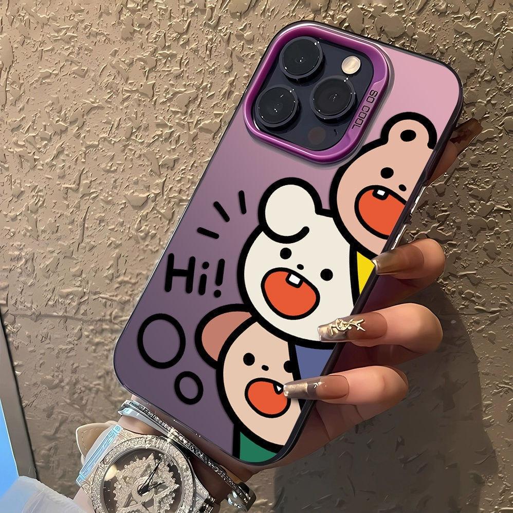 Cute Pig Is Suitable for Apple 15promax Colored Silver Mobile Phone Case, Advanced iPhone14/13/12 Protective Case.