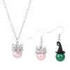 Enchanted Witch's Good Friend Bestie Bracelet with Magic Hat, Staff, and Crown Necklace