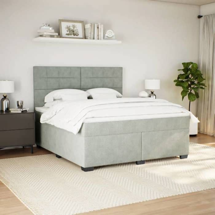 Maison Exclusive - Sommier à lattes de lit et matelas Gris clair 180x200cm Velours