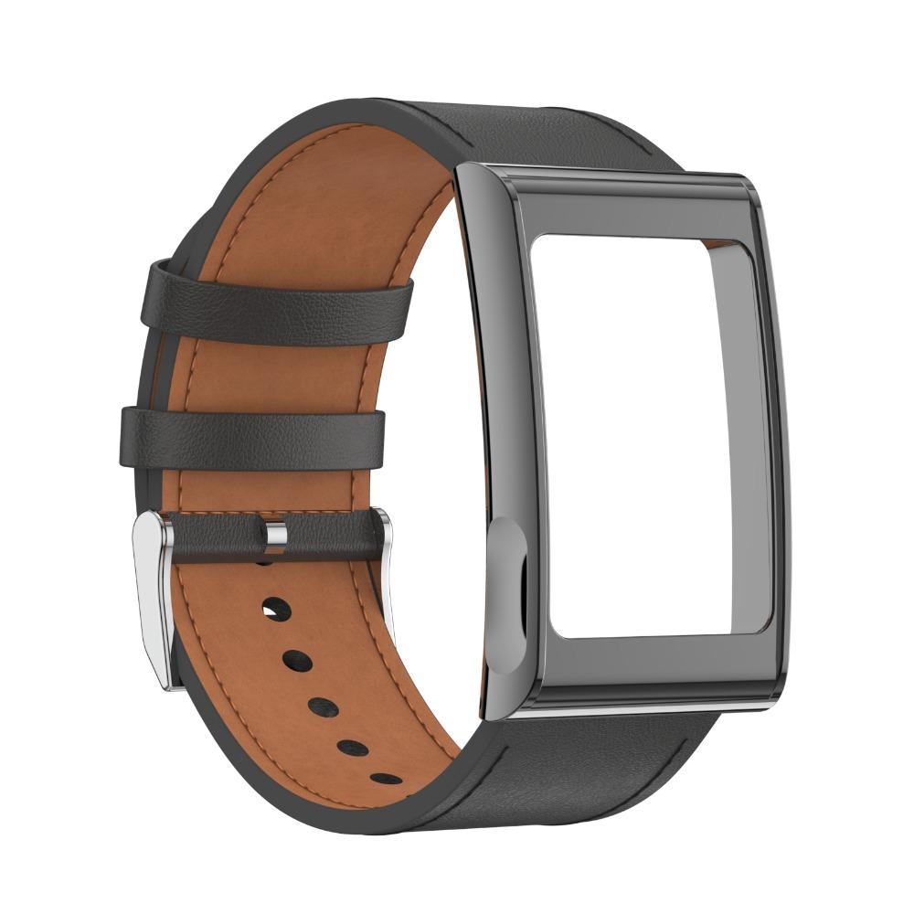 Cinturino Sportivo in Pelle Regolabile a Rilascio Rapido Cinturino per Fitness Tracker Sostituzione Braccialetto con Cornice Metallica per Amazfit Helio Strap