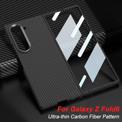 GKK Husă de Lux Business din Piele Pliabilă cu Textură Mată de Fibră de Carbon pentru Samsung Galaxy Z Fold6 Sticlă de Ecran Anti-Peek Plastic Rezistent la Șocuri Husă de Protecție