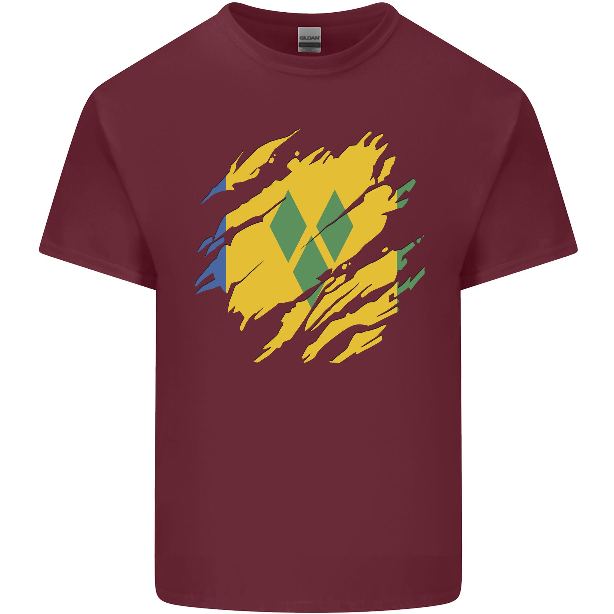 Torn Saint Vincent and Grenadines Flag Football Unisexs Light Cotton TShirt S