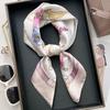 1116 New British Chain Flower Small Square Scarf Fashion Temperament Versatile 71cm Simulation Silk Scarf Decorative Scarf