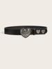 Fashion Alloy Heart Creative Belt Personalized Willow Nail Youth Belt, Punk Buckle Daily Casual Pants Versatile Belt