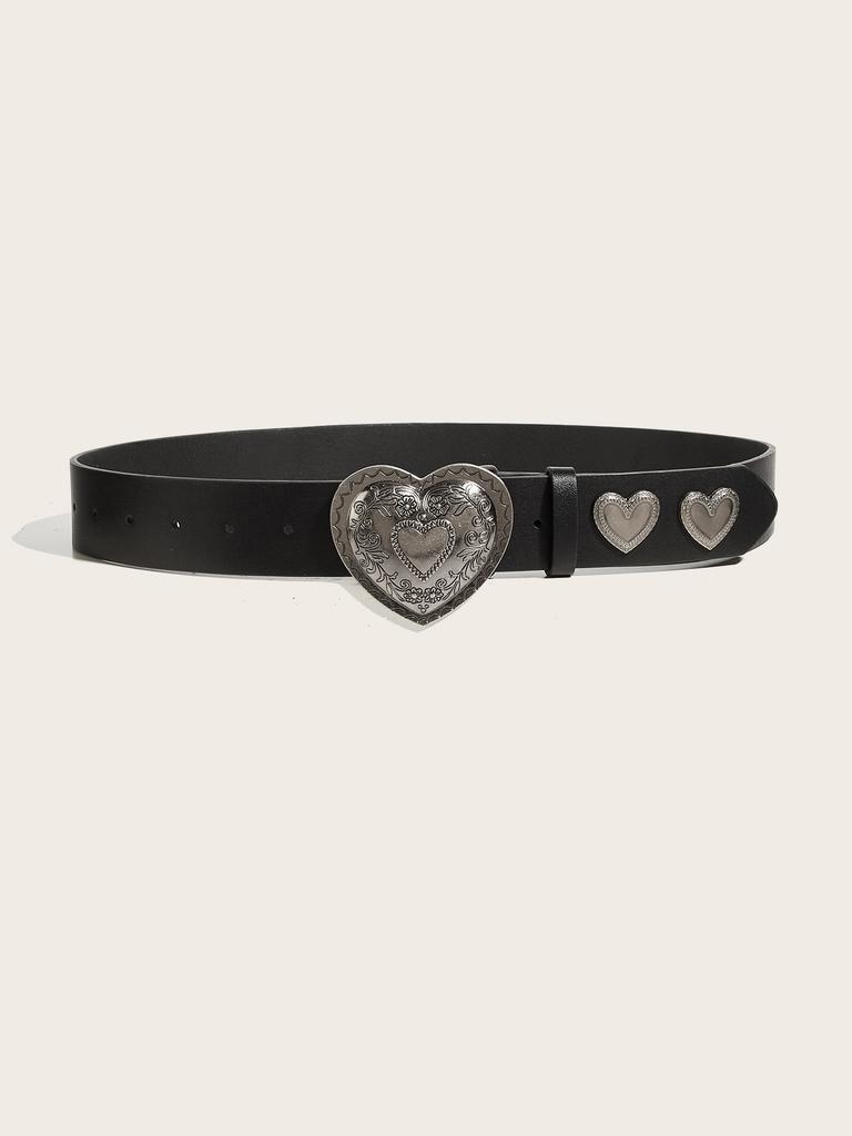 Fashion Alloy Heart Creative Belt Personalized Willow Nail Youth Belt, Punk Buckle Daily Casual Pants Versatile Belt