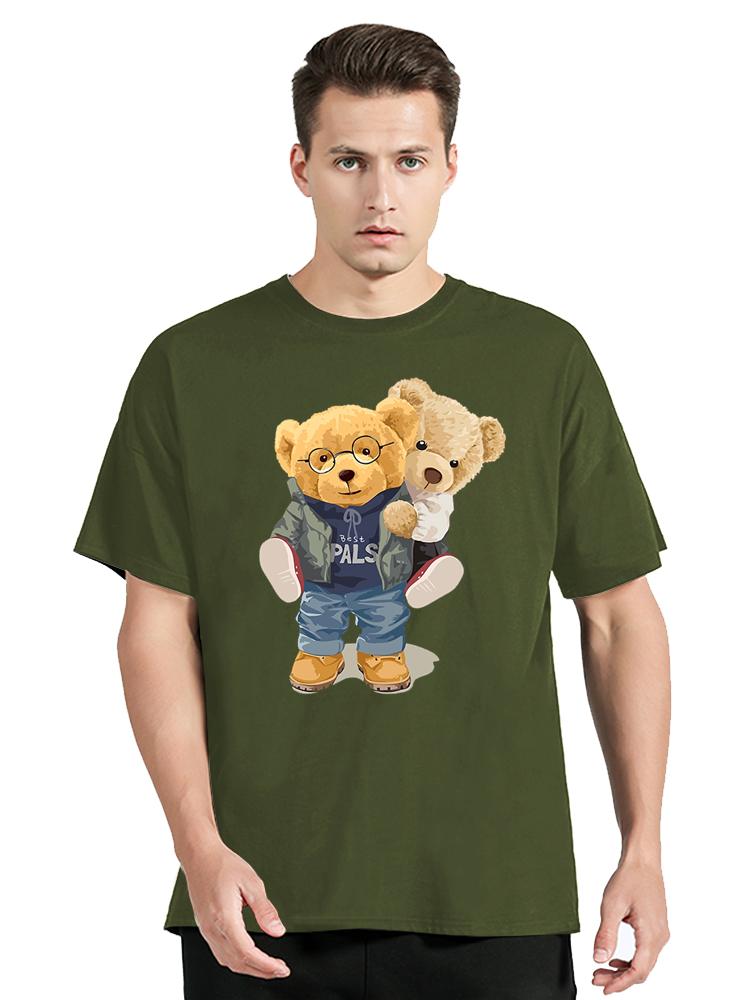 

We Are Best Friends Teddy Bear Casual Cotton Tops Tees Fashion Fitness Tshirt Oversized Unisex Streetwear Tshirt Mens Clothes 3XL