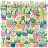 50Pcs/Set Q Sweet Cat Cactus PET Stickers Waterproof DIY Fashion Doodle Decals Stickers
