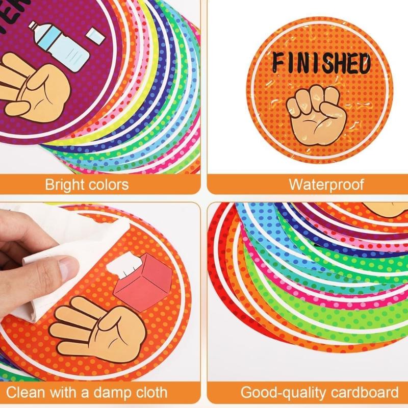 Packung mit 12 Visuellen Handzeichen-Postern Schildern für Schule Kindergarten Klassenzimmerdekoration Lernhilfen für Schüler