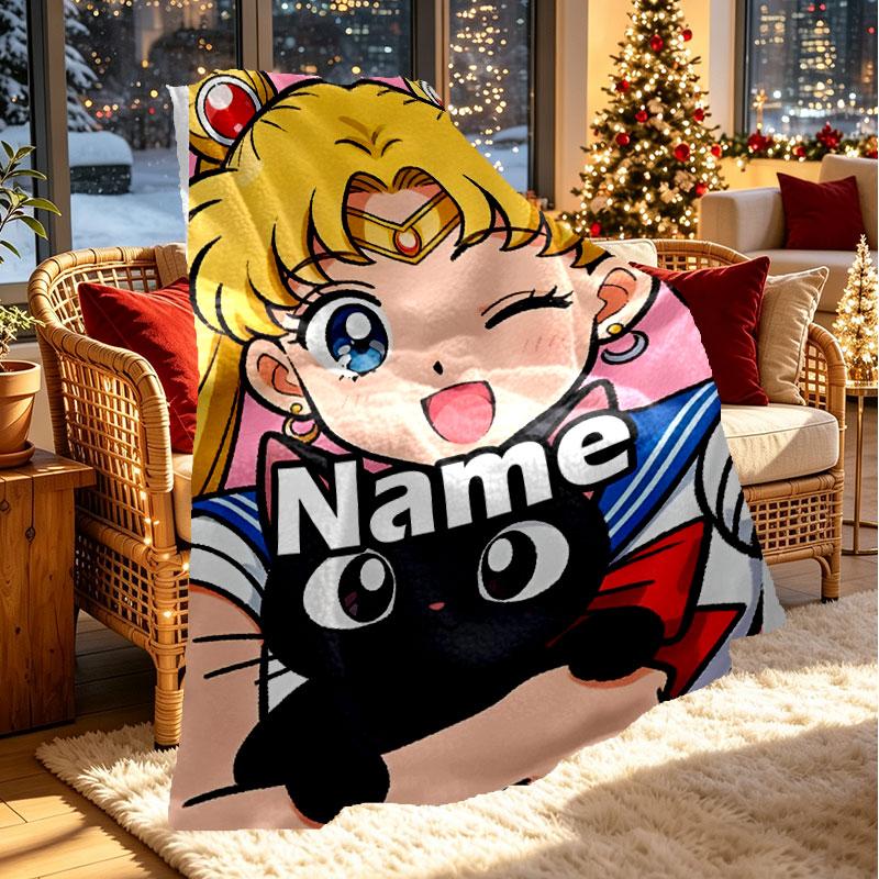 Benutzerdefinierte personalisierte Sailor Moon Druckdecke, Heimdekoration, Schlafzimmer, Sofa, Camping, Couch, Geschenke für Geburtstag Weihnachten