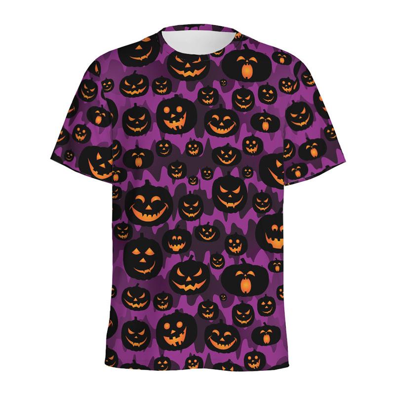 Halloween Pumpkin Pattern T Shirt For Men Tops Round Neck Tee Shirts Street 3D Printing Party T-Shirt Women Kids Short Sleeves