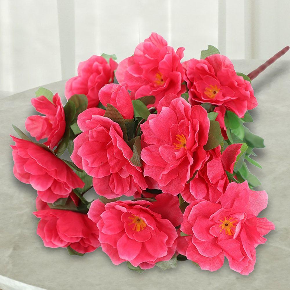 Decoratie Zijdebloem Kunstmatige Rhododendron Arrangementen DIY Handgemaakt Nepbloem 21 Koppen Reflecterend Berg Rood Huis Tuin