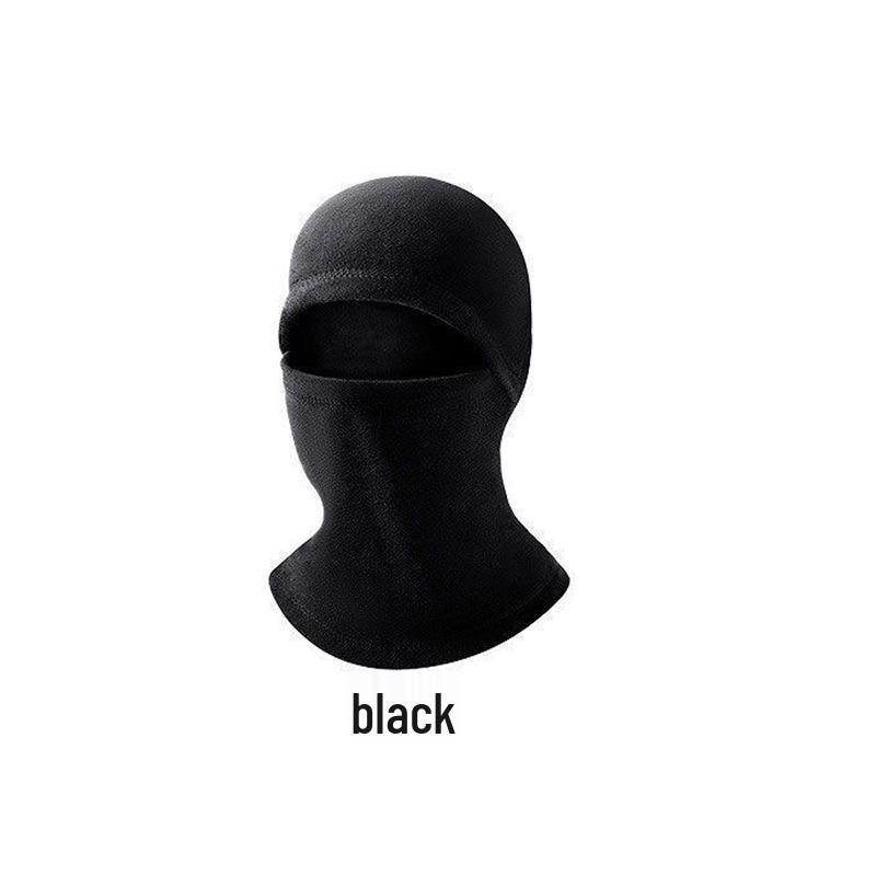 

Зимняя ветрозащитная флисовая велосипедная шапка и маска для лица с интегрированным баффом для шеи - Мотоциклетный головной убор, защищающий от холода One Size чёрный