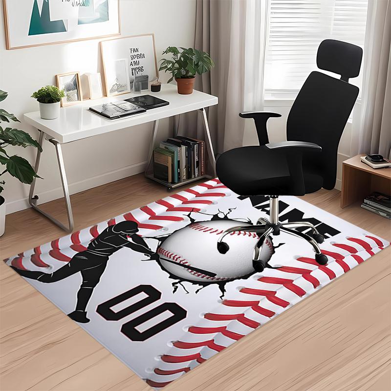 Custom Name Baseball Printed Carpet, for Office Chair Living Room Bedroom Kitchen Room Decor Gifts.