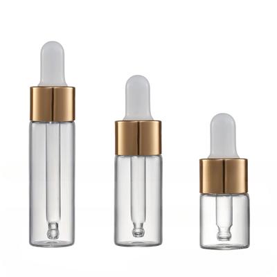 1 Stück Mini-Tropfflaschen aus Glas, leer, für ätherische Öle, Aromatherapie-Flaschen, Roségold-Kappe, Pipettenflaschen, 5 ml, 10 ml, 15 ml