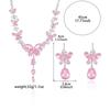 Fashion Trend Pink Butterfly Zircon Jewelry Set: Earrings, Necklace, and Collarbone Chain