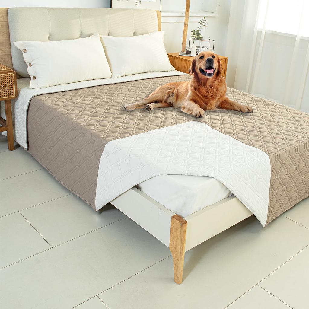 BOOMAGU Full Protection Waterproof Pet Dust Mite Easy To Machine Nursing Care Sheet for Menstrual Sick Large Size Khaki Light Sheet, Double-Sided,