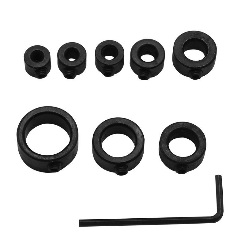 8-Piece 3-16mm Drill Bit Depth Stop Set with Clamp and Small Wrench for Wood Tenon Positioning