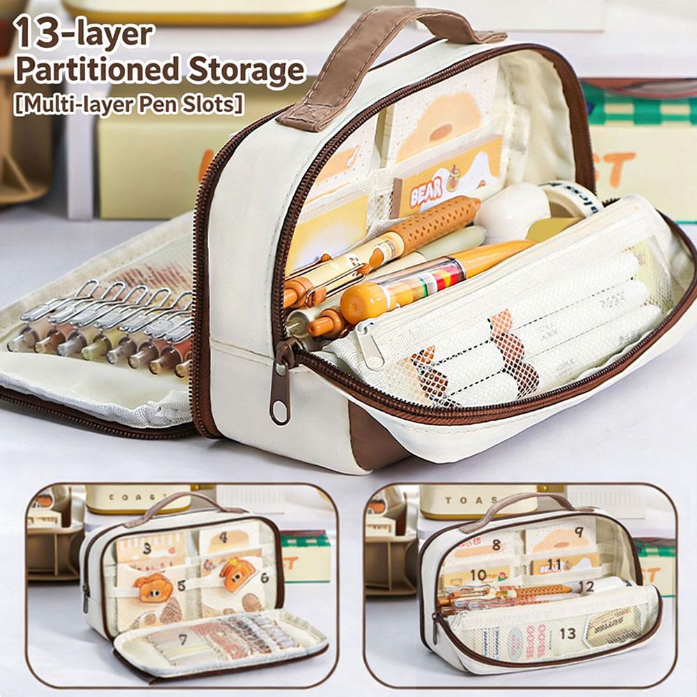 Transparent Magnetic Standable Pencil Case Large Capacity Stationery Bag Ins Style High Value School Supplies for Students